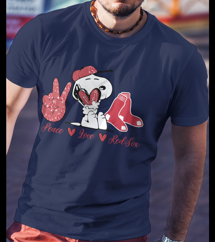 Peace Love Snoopy Red Sox T-Shirt