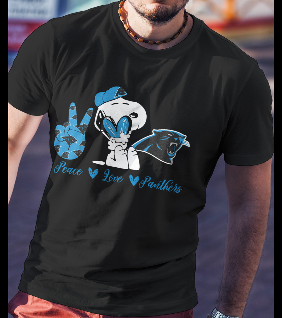 Peace Love Panthers Snoopy Carolina Panthers T-Shirt