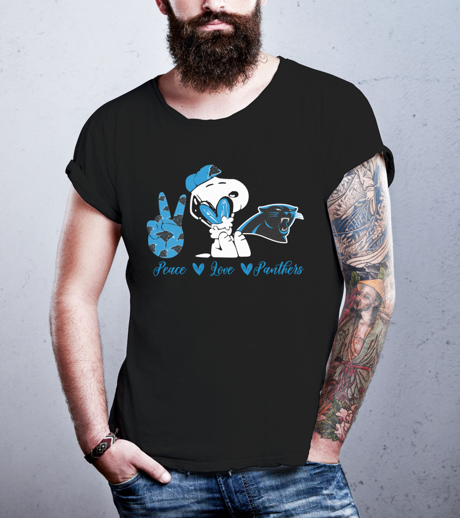 Peace Love Panthers Snoopy Carolina Panthers T-Shirt