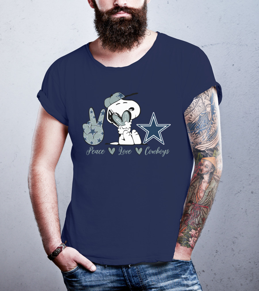 Peace Love Cowboys Snoopy Dallas Cowboys T-Shirt