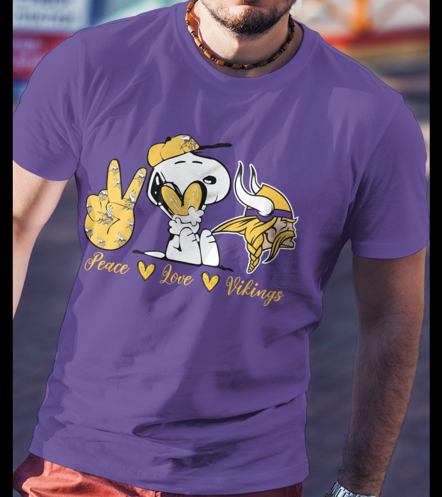 Peace Love Vikings Snoopy Minnesota T-Shirt