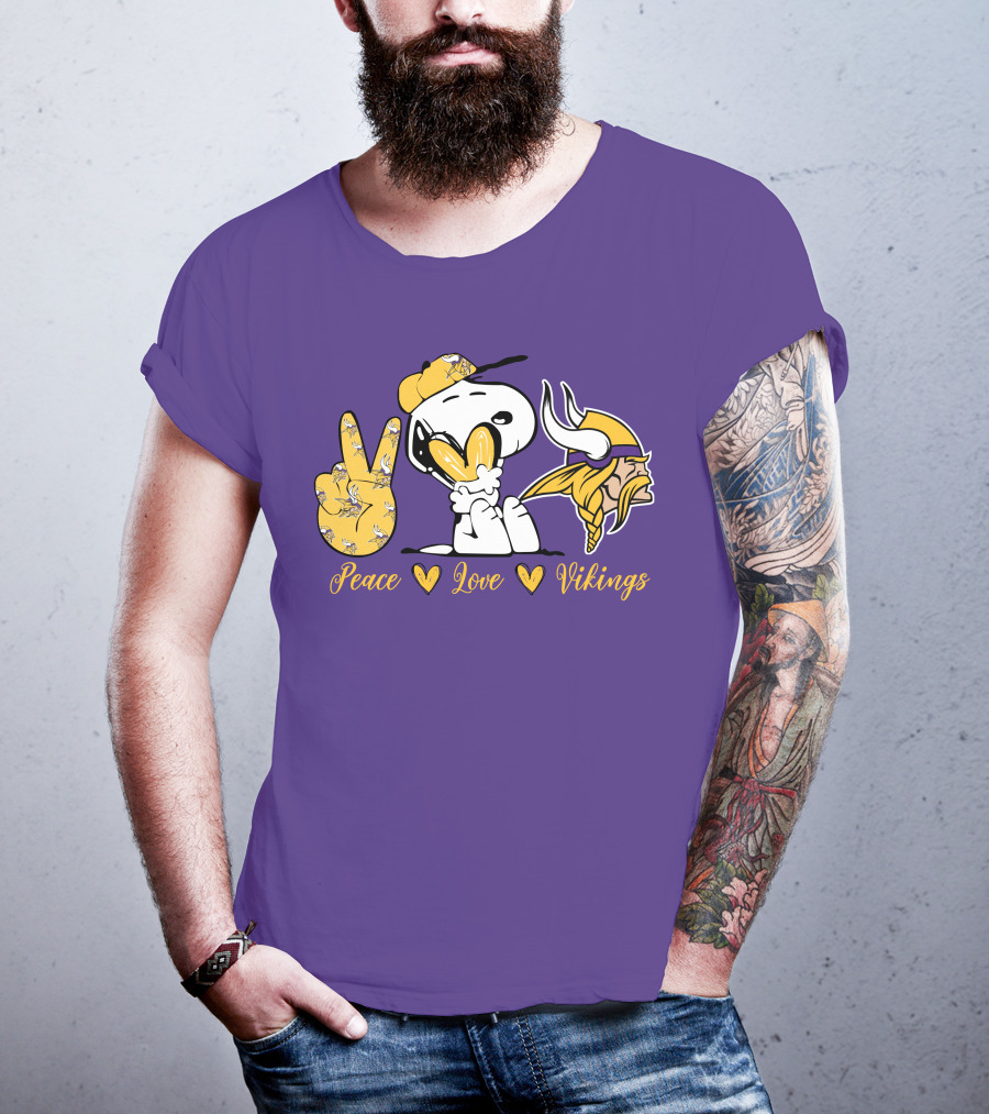 Peace Love Vikings Snoopy Minnesota T-Shirt
