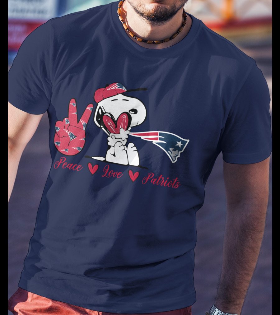 Peace Love Patriots Snoopy New England T-Shirt