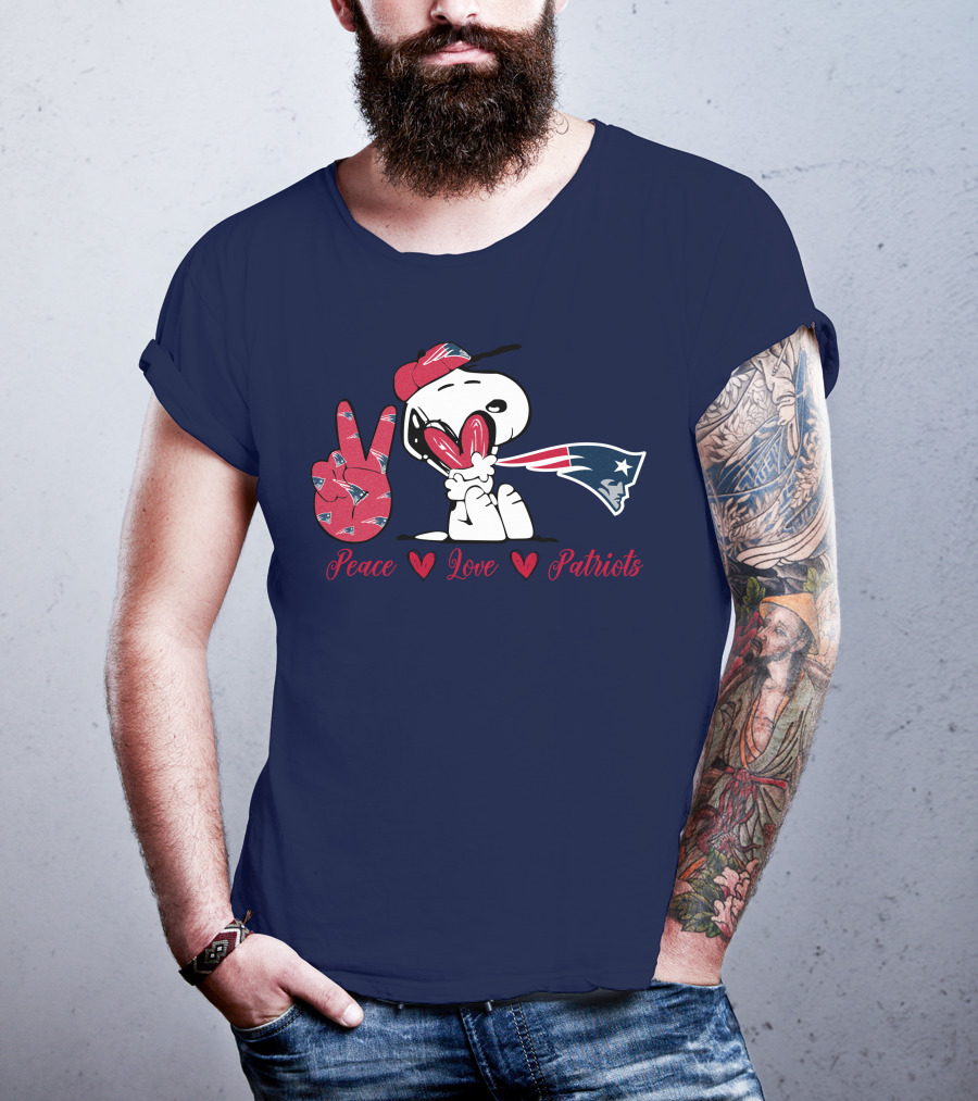 Peace Love Patriots Snoopy New England T-Shirt