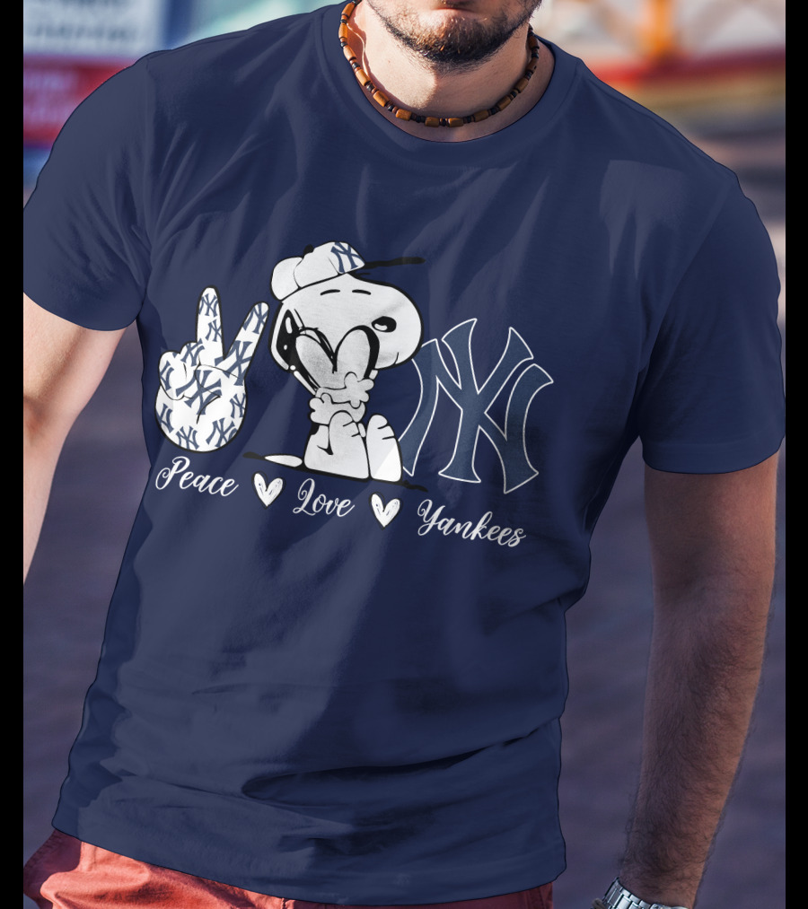 Peace Love Yankees Snoopy Ny Yankees T-Shirt