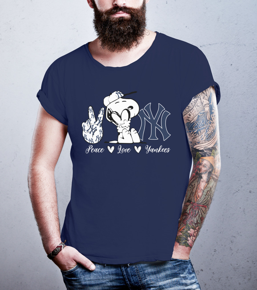 Peace Love Yankees Snoopy Ny Yankees T-Shirt