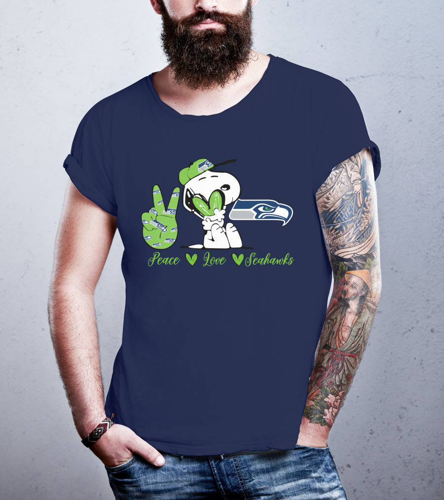 Snoopy Peace Love Seahawks T-Shirt