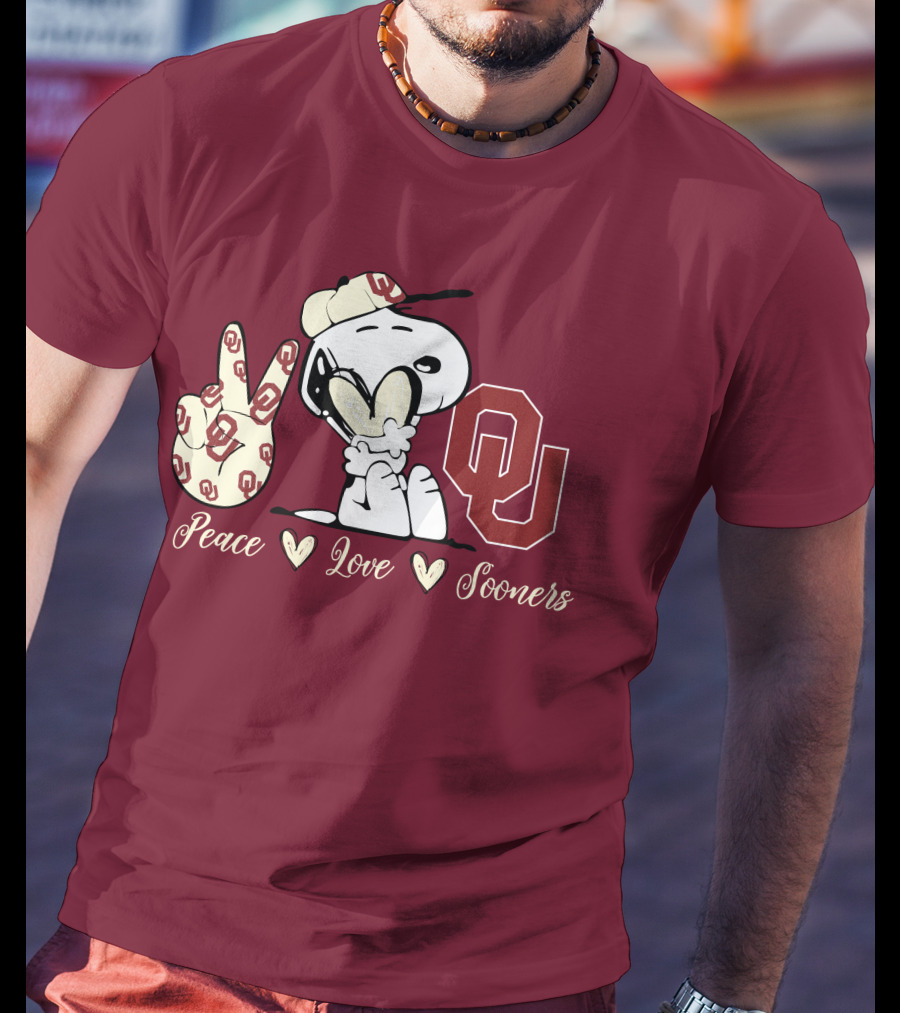 Peace Love Oklahoma Sooners Snoopy Ou T-Shirt