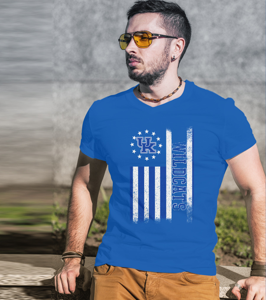Kentucky Wildcats American Flag Uk Logo Wildcat Pride T-Shirt