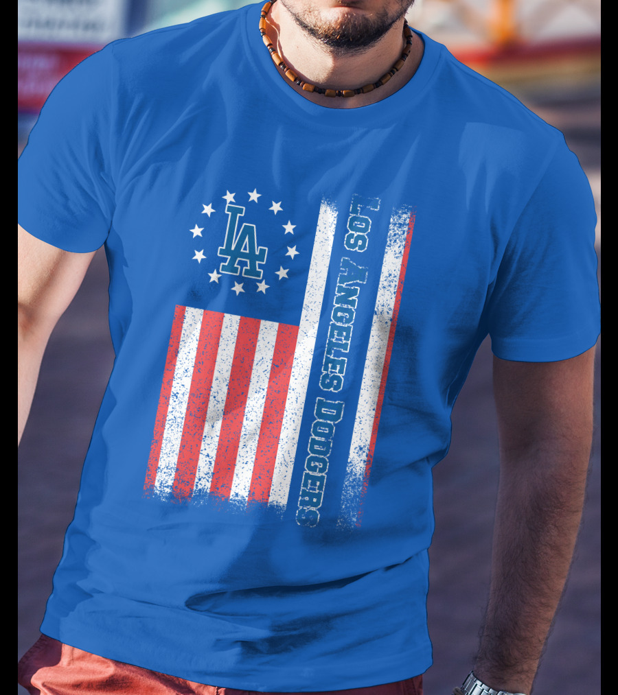 Los Angeles Dodgers American Flag La Logo Patriotic Stars And Stripes T-Shirt