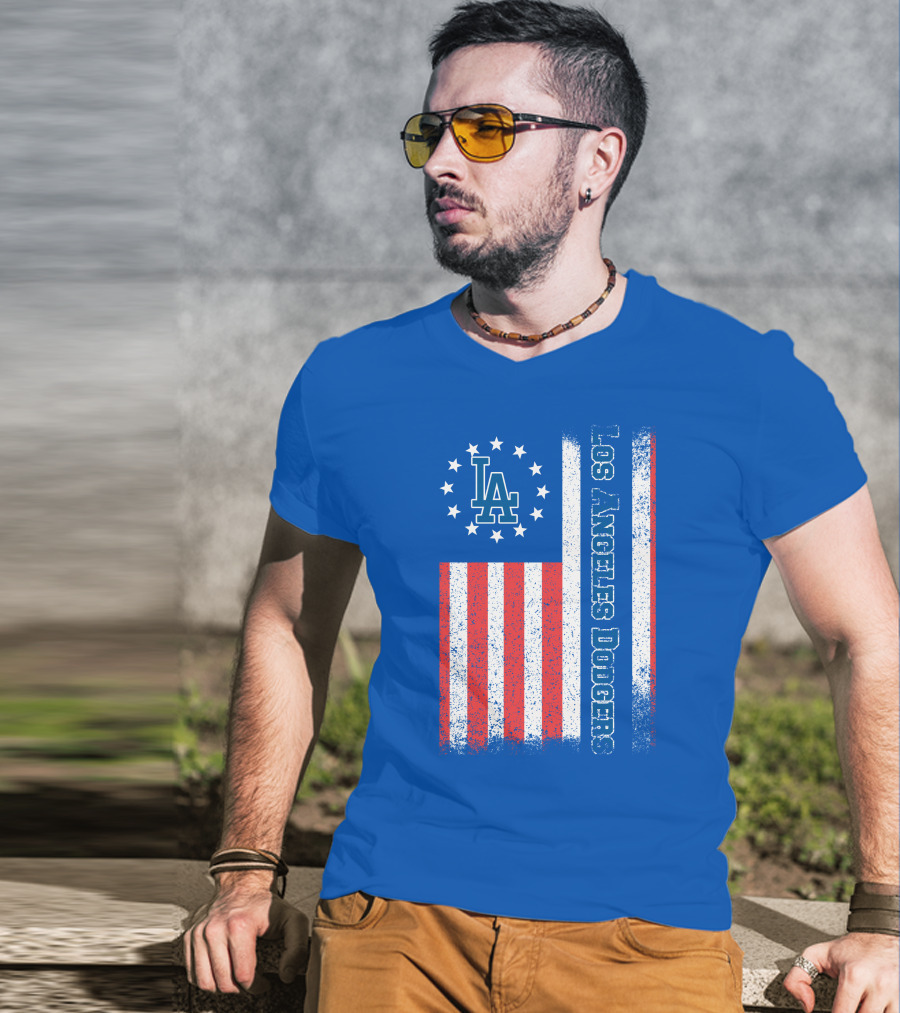 Los Angeles Dodgers American Flag La Logo Patriotic Stars And Stripes T-Shirt