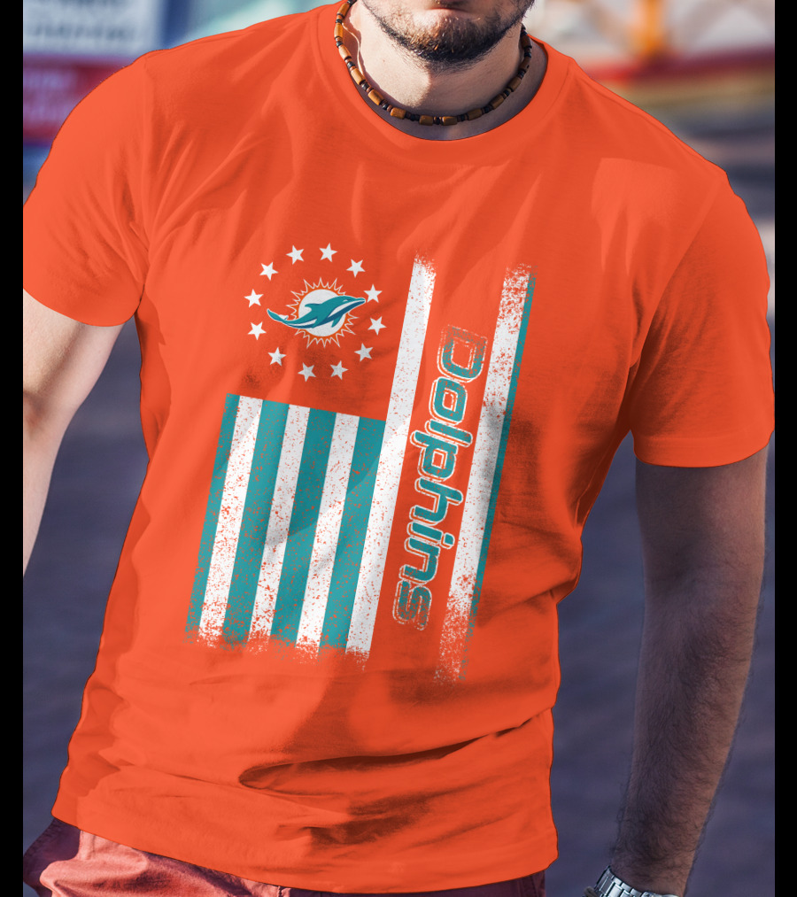 Miami Dolphins American Flag Dolphins Logo Stars T-Shirt