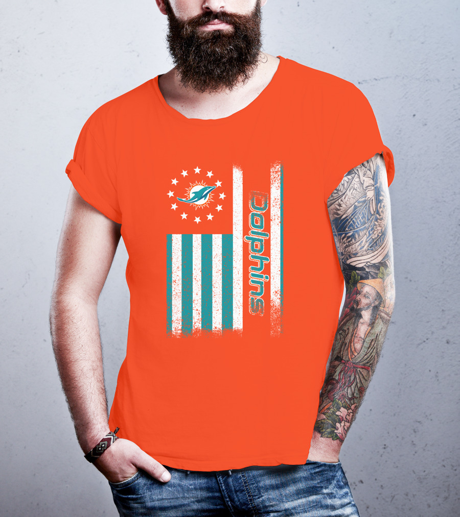 Miami Dolphins American Flag Dolphins Logo Stars T-Shirt