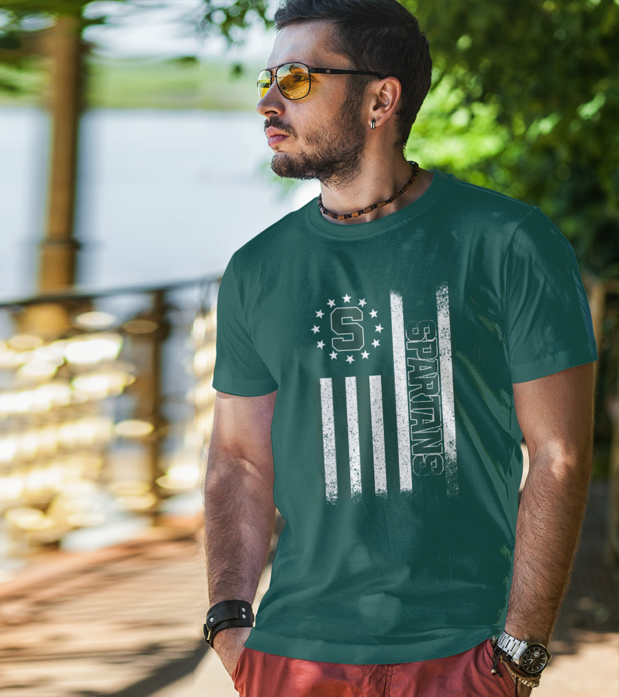 Michigan State Spartans S Logo Flag T-Shirt