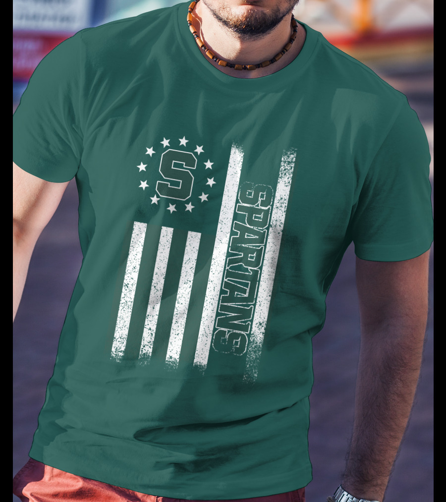 Michigan State Spartans S Logo Flag T-Shirt