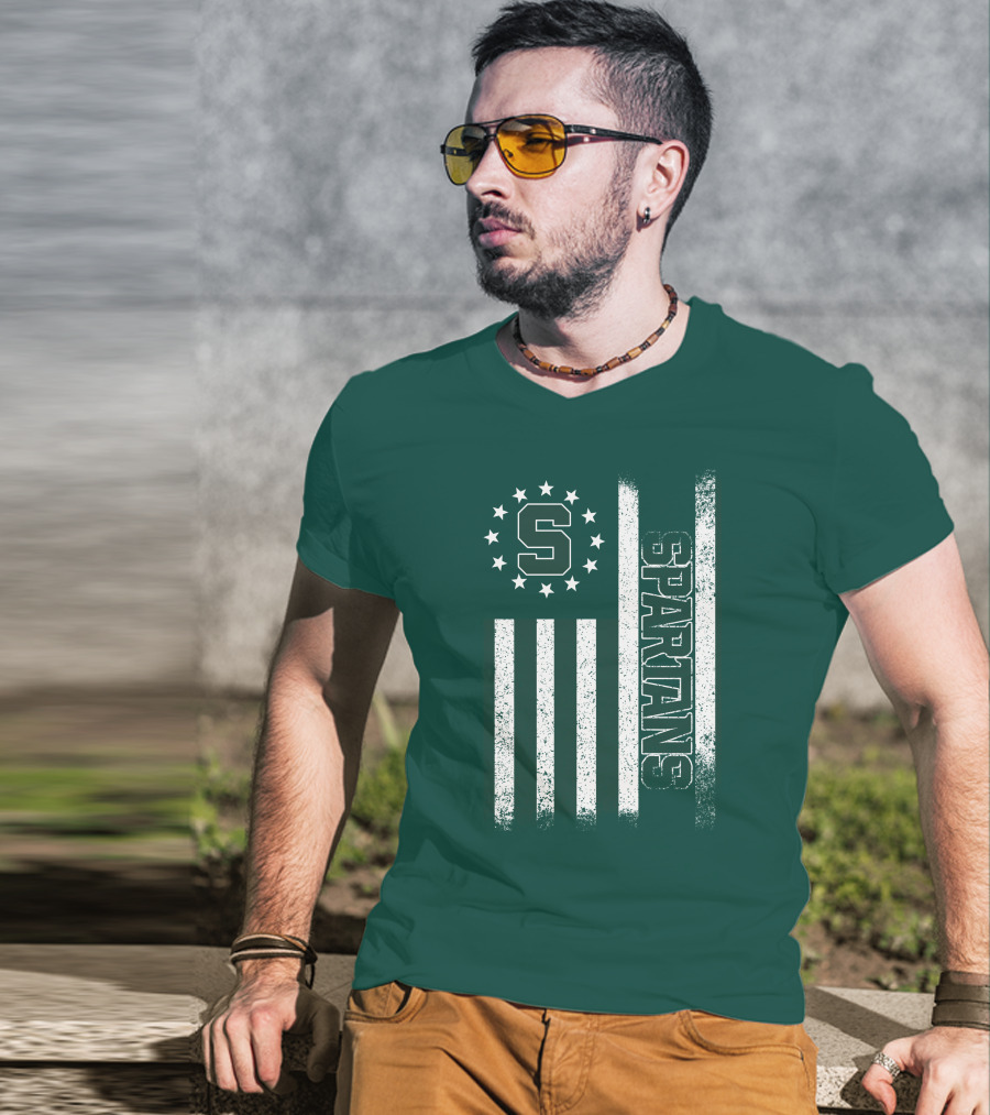 Michigan State Spartans S Logo Flag T-Shirt