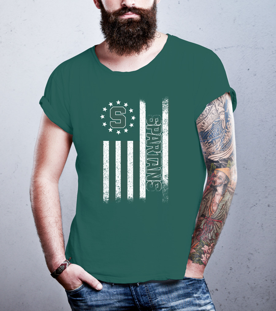 Michigan State Spartans S Logo Flag T-Shirt