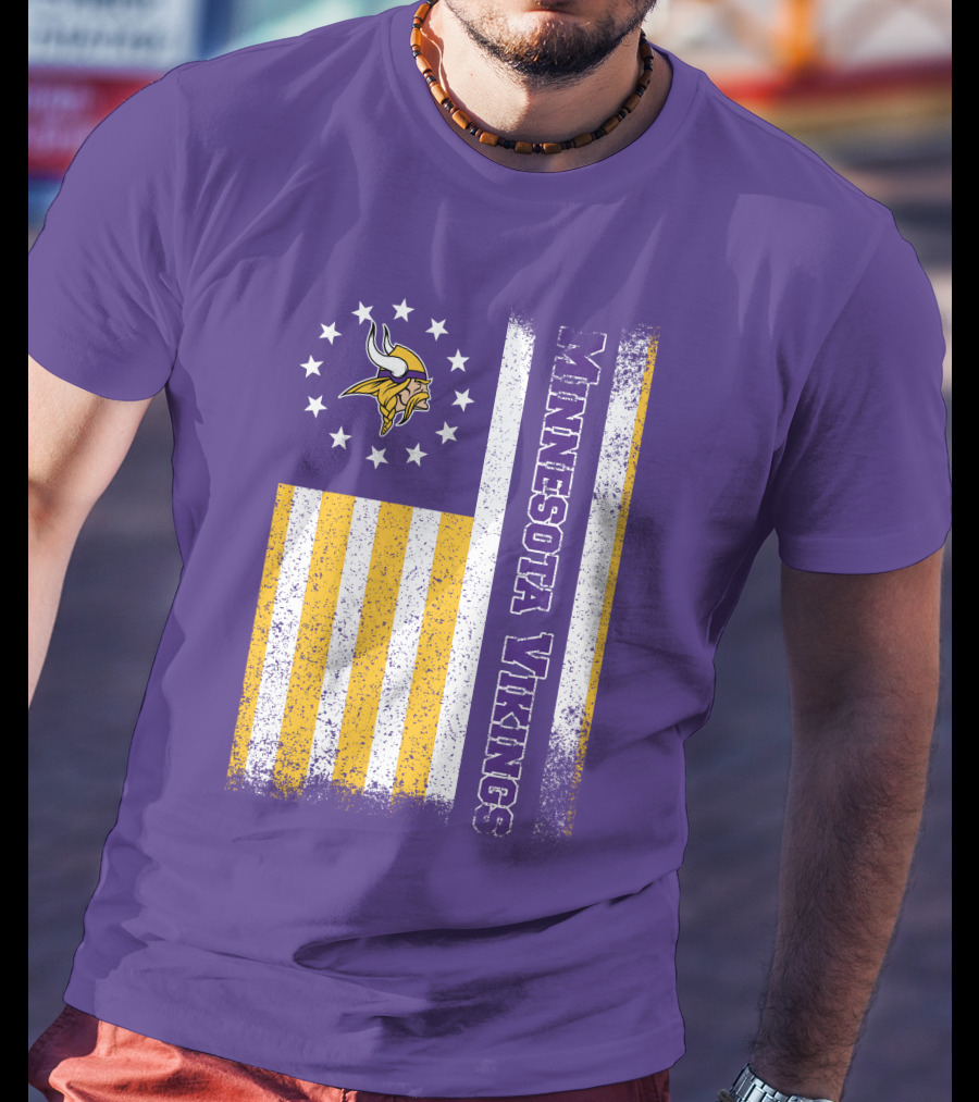 Minnesota Vikings American Flag Stars And Stripes T-Shirt