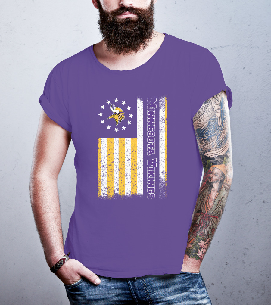 Minnesota Vikings American Flag Stars And Stripes T-Shirt