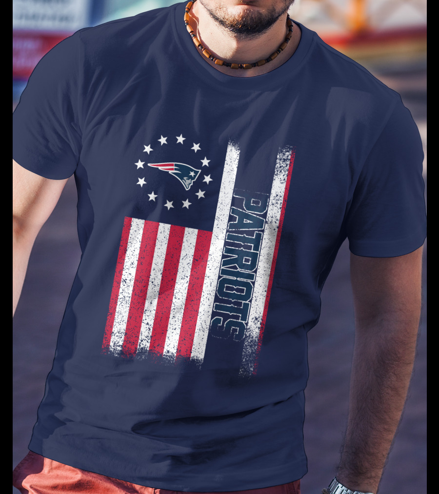 New England Patriots American Flag Patriots Logo Stars And Stripes T-Shirt