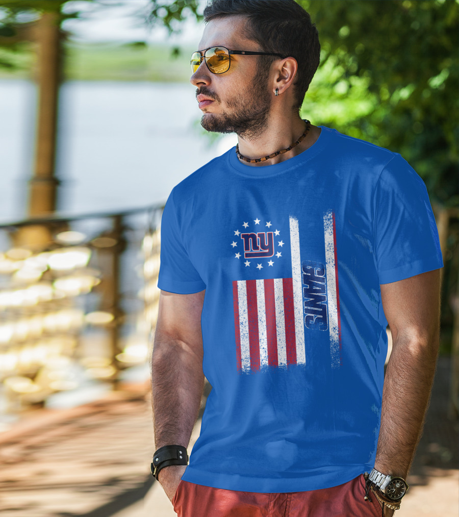 New York Giants Stars And Stripes American Flag T-Shirt