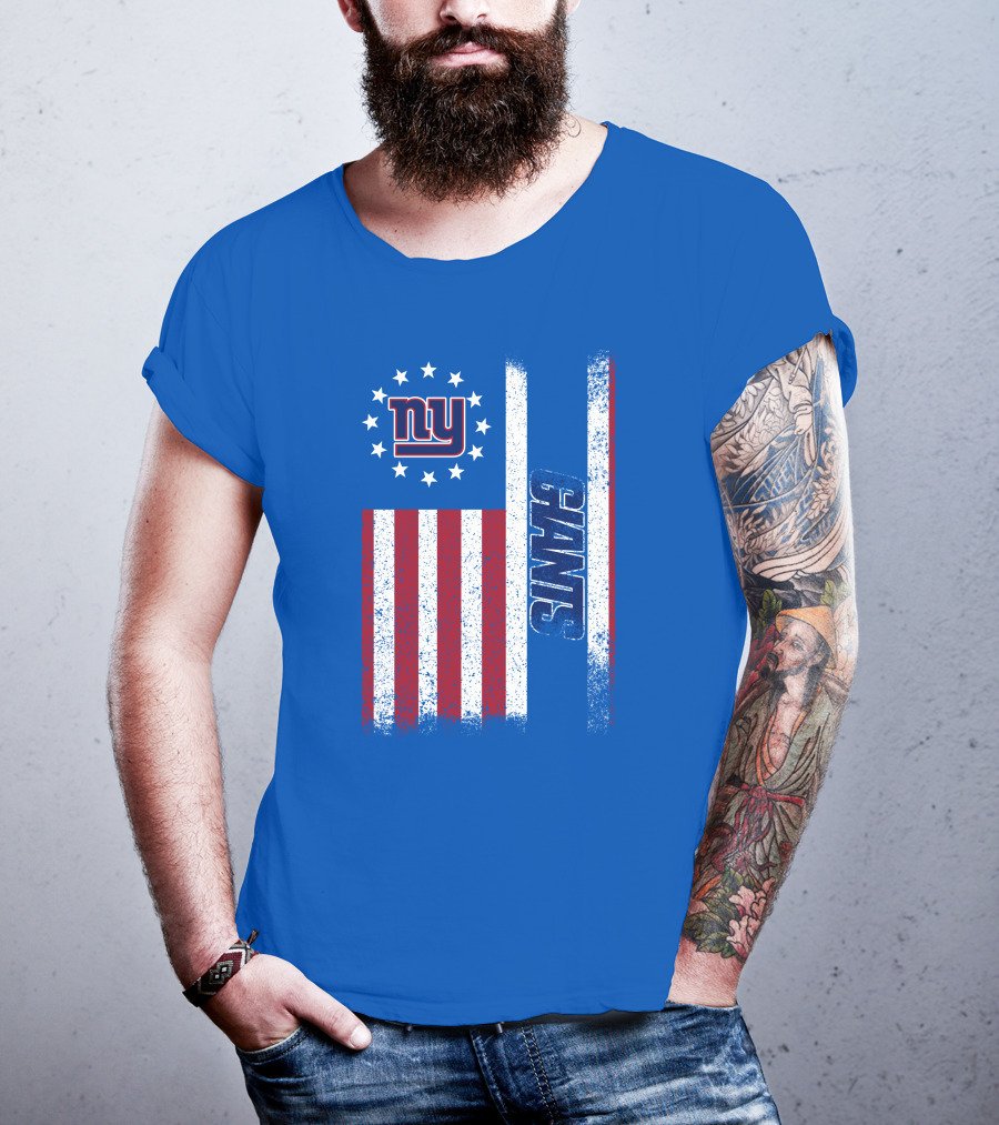 New York Giants Stars And Stripes American Flag T-Shirt