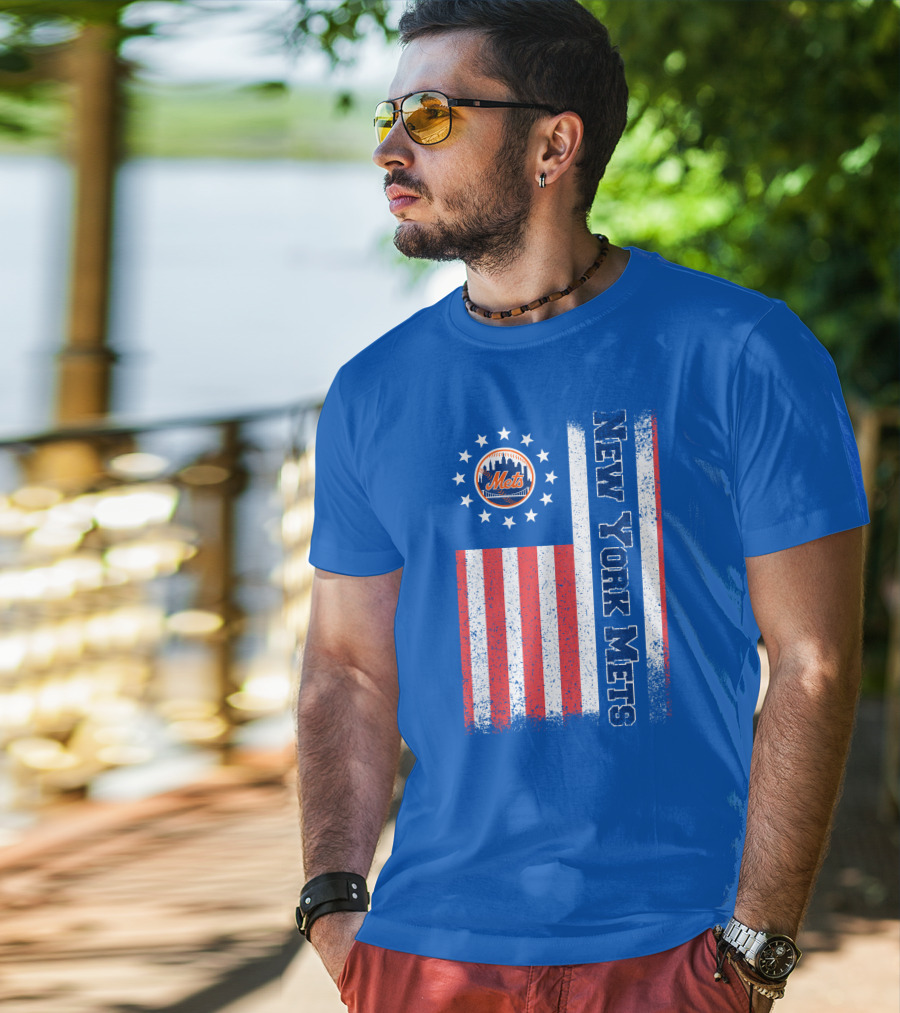 New York Mets American Flag Stars Stripes T-Shirt