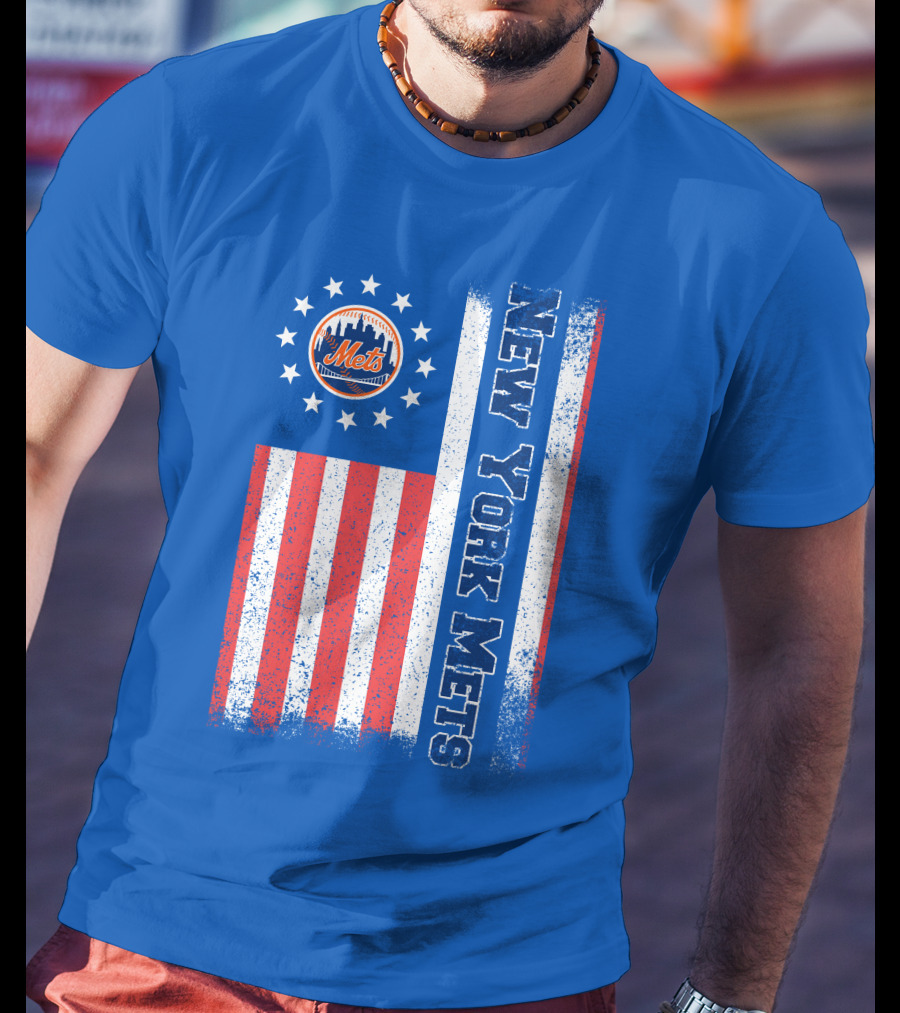 New York Mets American Flag Stars Stripes T-Shirt