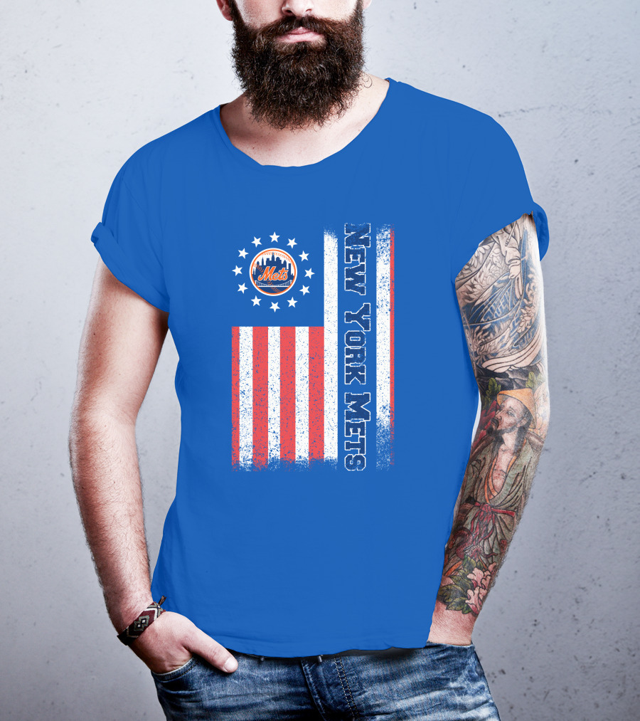 New York Mets American Flag Stars Stripes T-Shirt