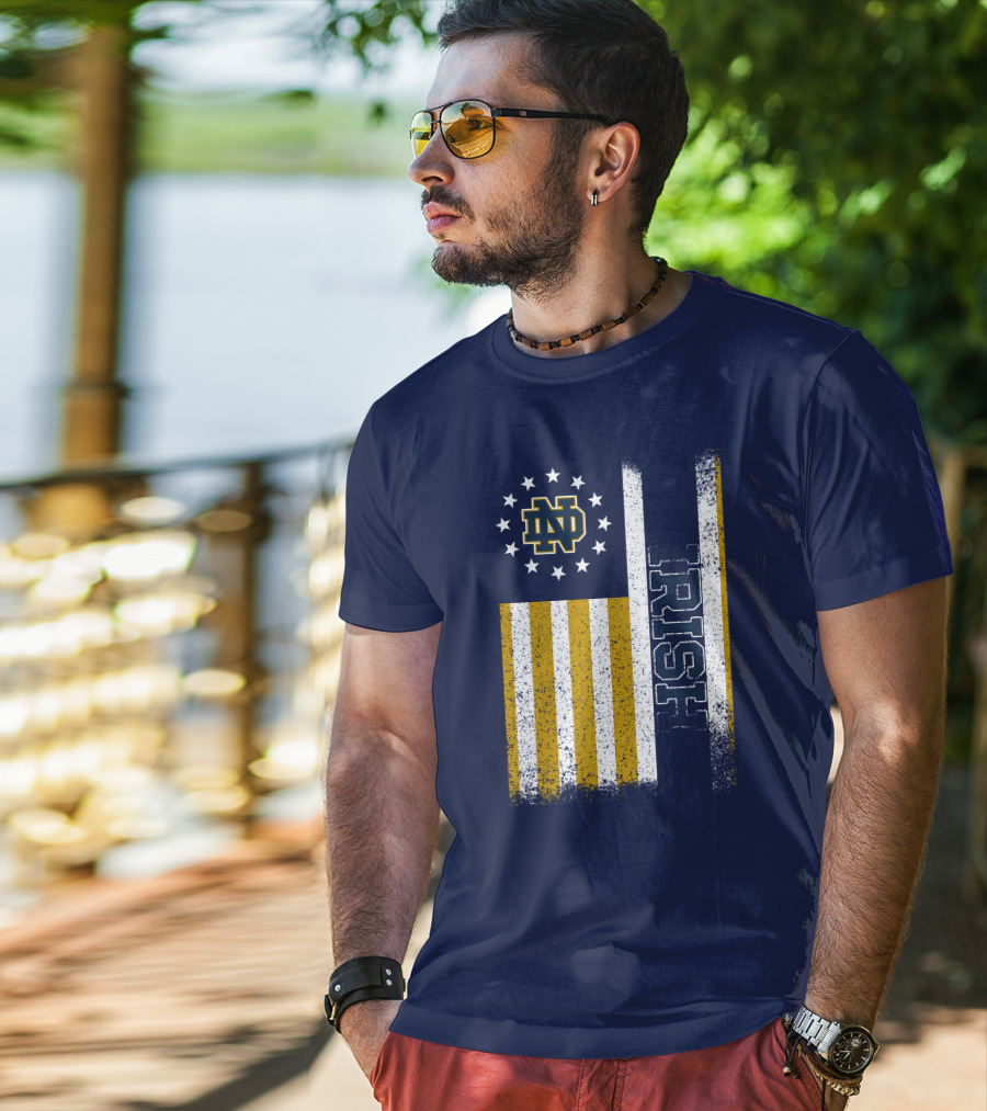 Notre Dame Fighting Irish American Flag Nd T-Shirt