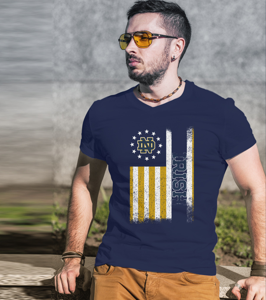 Notre Dame Fighting Irish American Flag Nd T-Shirt