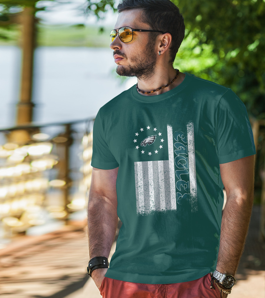 Philadelphia Eagles Stars And Stripes American Flag T-Shirt