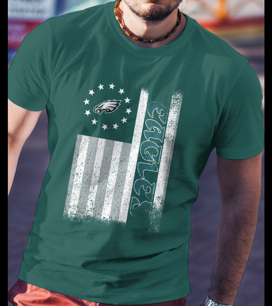 Philadelphia Eagles Stars And Stripes American Flag T-Shirt