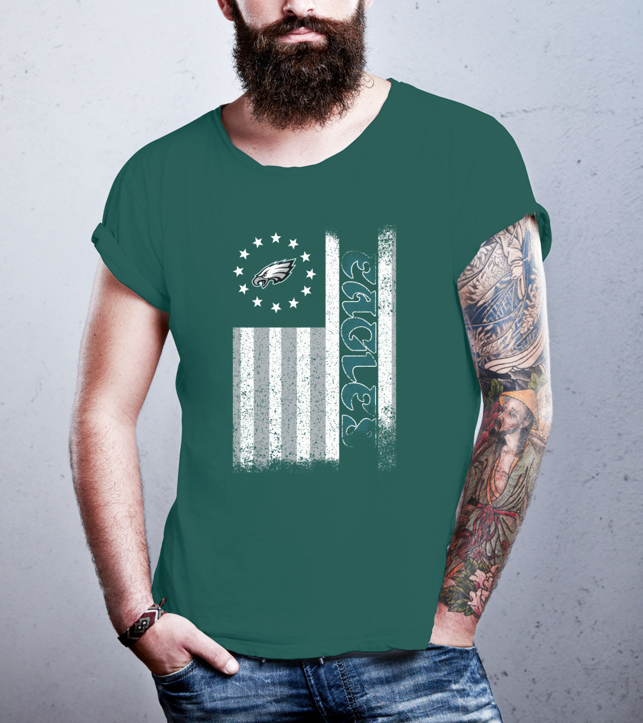Philadelphia Eagles Stars And Stripes American Flag T-Shirt