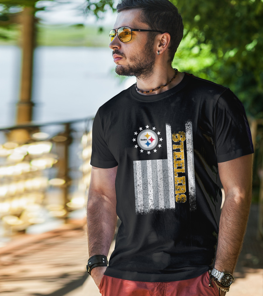 Pittsburgh Steelers American Flag Stars And Stripes T-Shirt