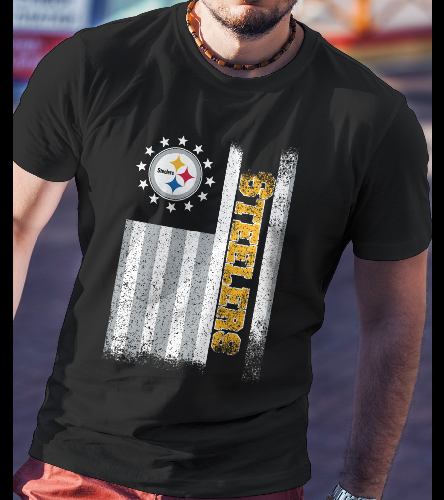 Pittsburgh Steelers American Flag Stars And Stripes T-Shirt