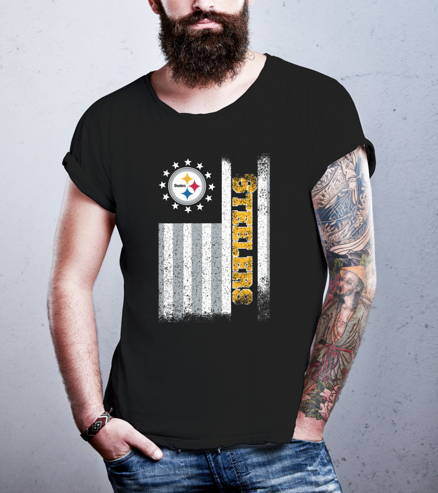 Pittsburgh Steelers American Flag Stars And Stripes T-Shirt