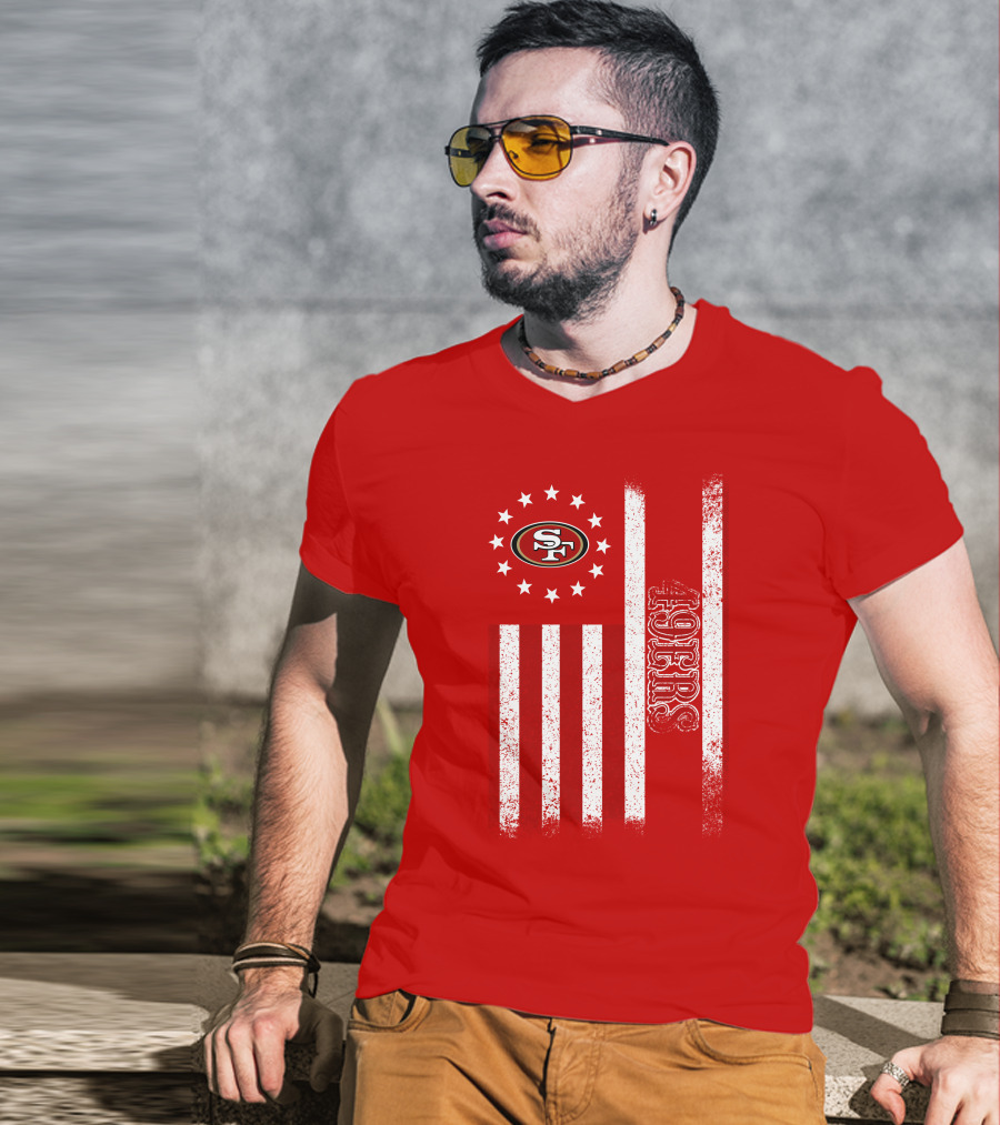 San Francisco 49ers American Flag Sf Logo Stars Stripes T-Shirt