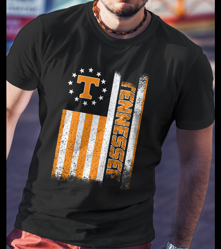Tennessee Volunteers American Flag Stars And Stripes Vintage Look T-Shirt