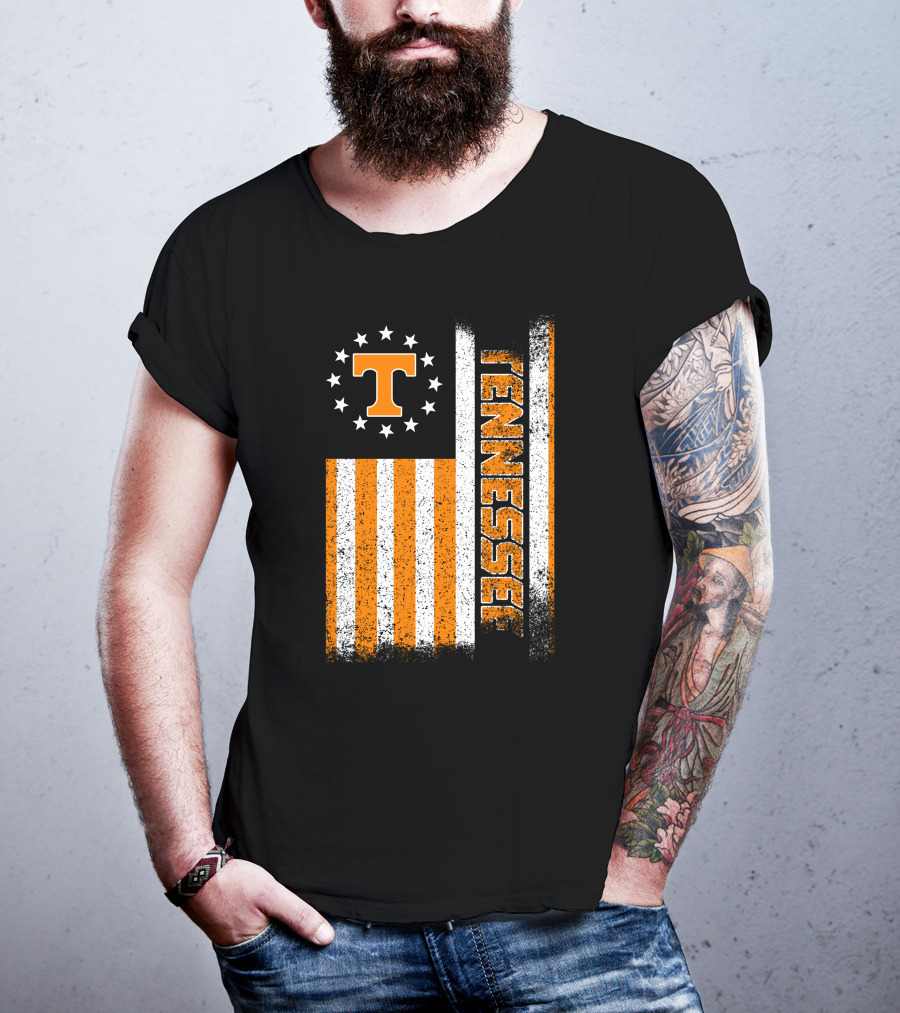Tennessee Volunteers American Flag Stars And Stripes Vintage Look T-Shirt