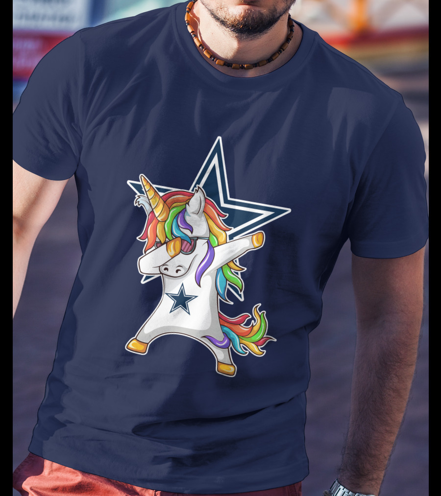 Dallas Cowboys Unicorn Dabbing Star Rainbow T-Shirt