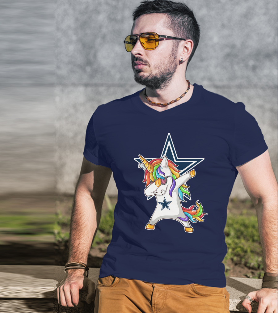 Dallas Cowboys Unicorn Dabbing Star Rainbow T-Shirt