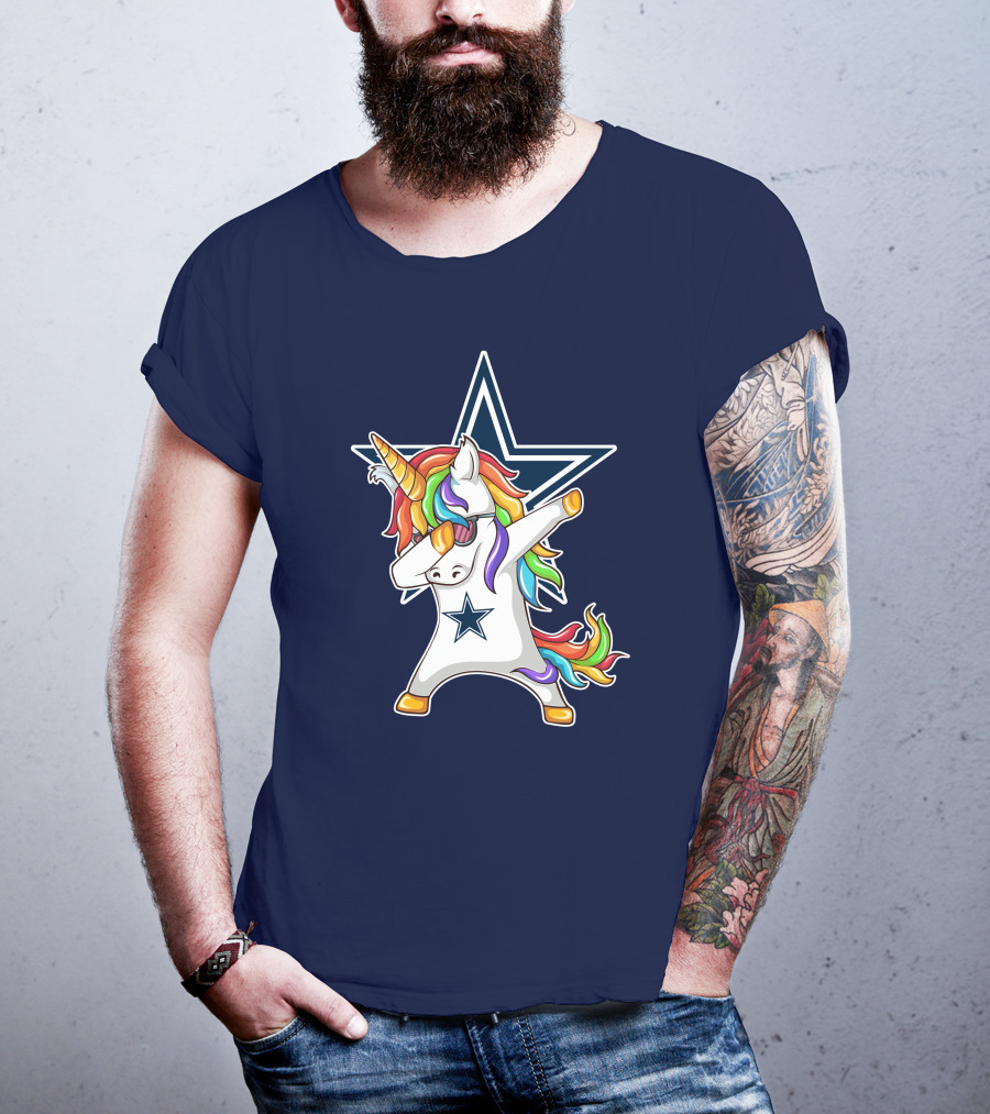 Dallas Cowboys Unicorn Dabbing Star Rainbow T-Shirt