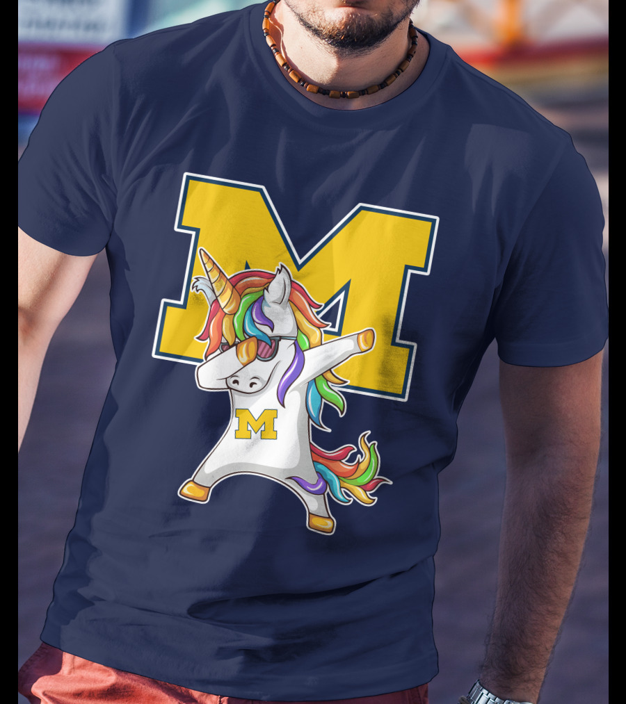 Michigan Wolverines Unicorn Dabbing M T-Shirt