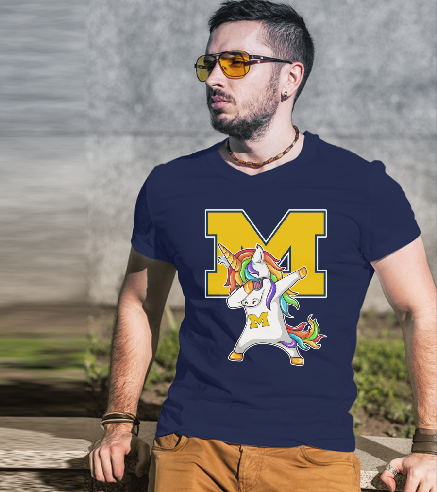 Michigan Wolverines Unicorn Dabbing M T-Shirt