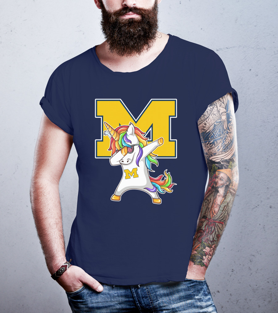 Michigan Wolverines Unicorn Dabbing M T-Shirt