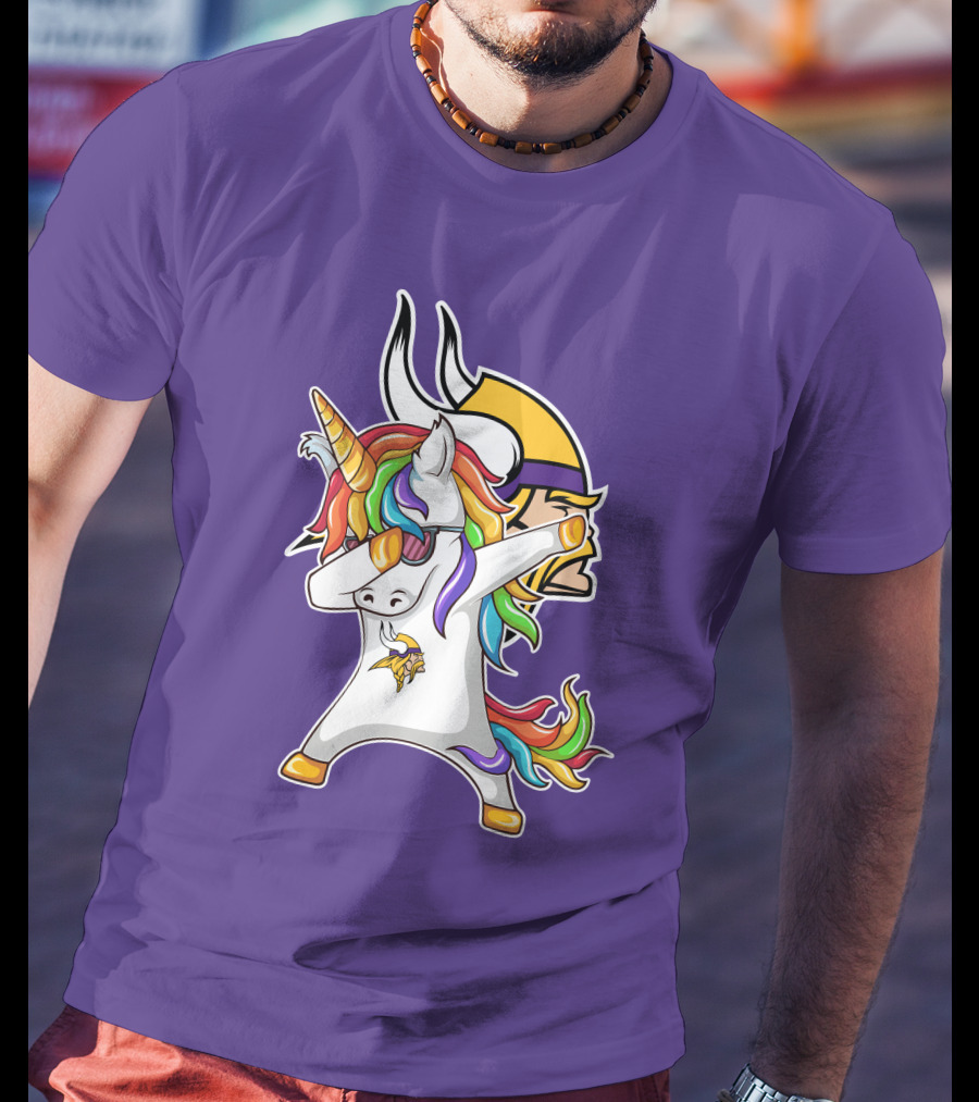 Minnesota Vikings Rainbow Unicorn Dabbing T-Shirt