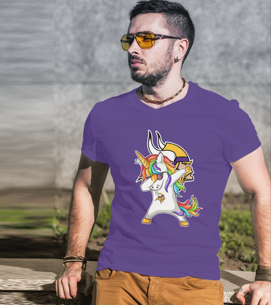 Minnesota Vikings Rainbow Unicorn Dabbing T-Shirt