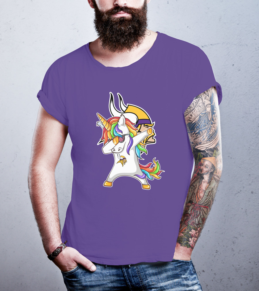 Minnesota Vikings Rainbow Unicorn Dabbing T-Shirt