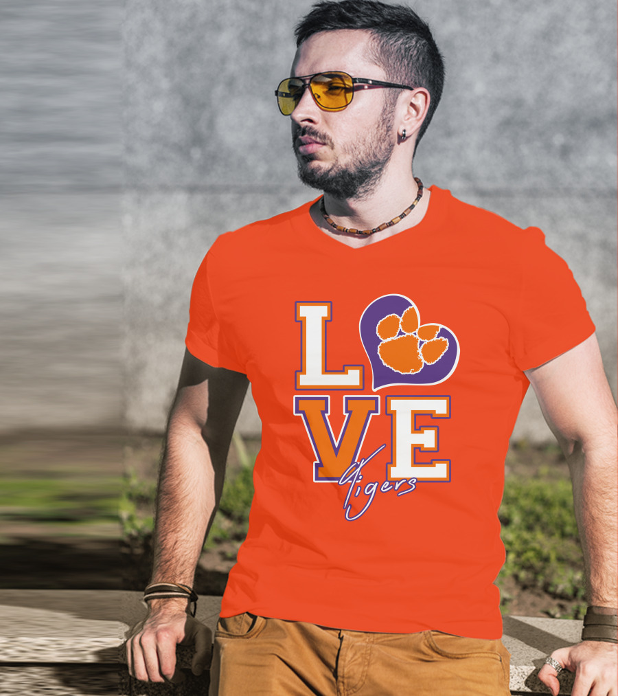 LOVE Heart Tigers Clemson T-Shirt